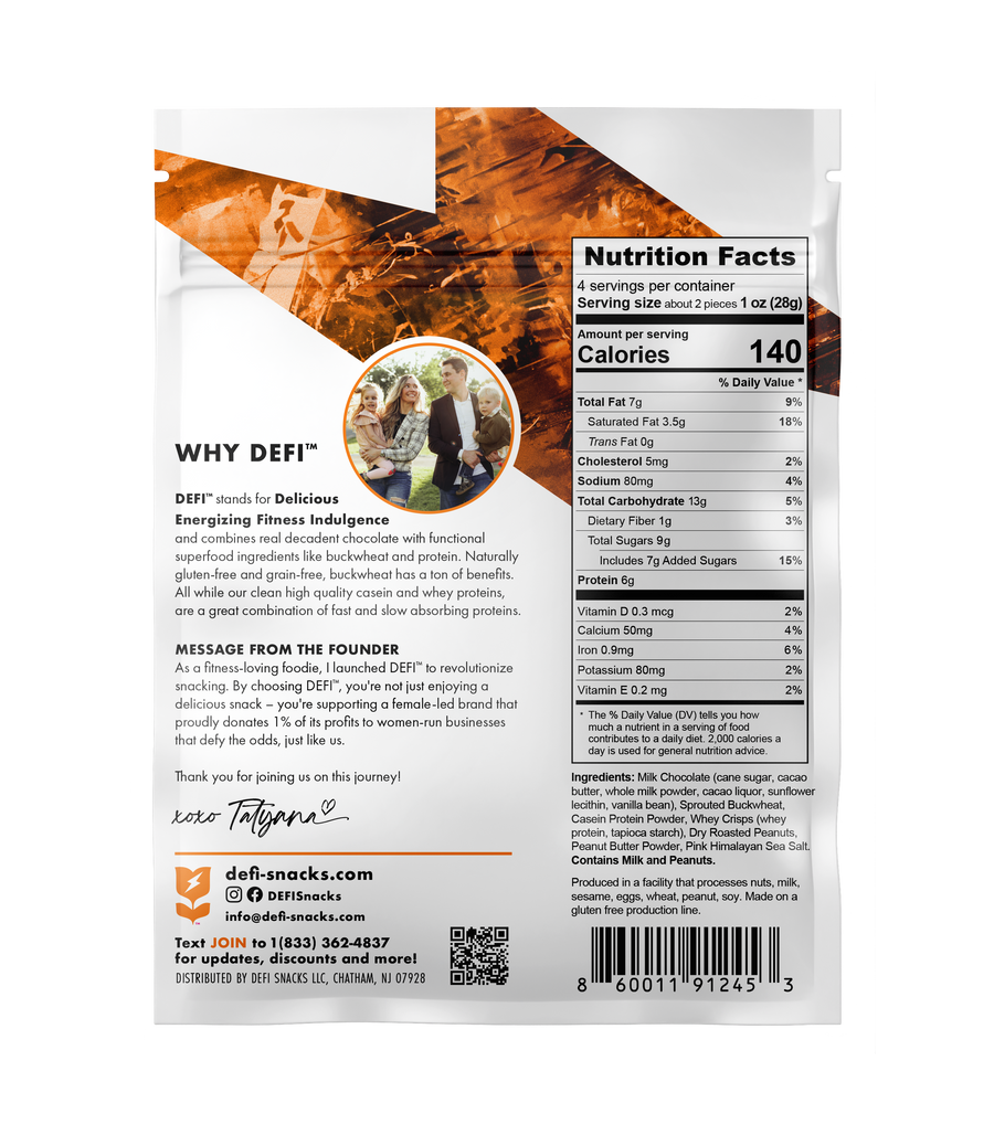 DEFI Milk Chocolate Peanut Butter Crunch Crispy Superfood Bite